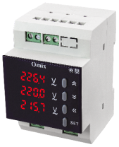 Вольтметр трехфазный на DIN-рейку с аналоговым выходом Omix D3-V3-3-I420-N2