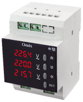 Вольтметр трехфазный на DIN-рейку с аналоговым выходом Omix D3-V3-3-I420-N2
