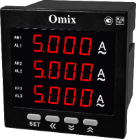 Амперметр трехфазный щитовой с общим релейным выходом Omix P99-AZ3-3-K